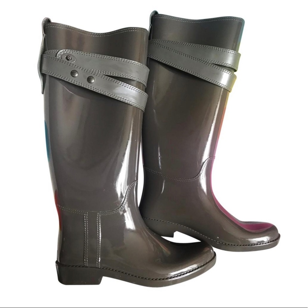 Coach Talia Tall Olive Green Rain Boots